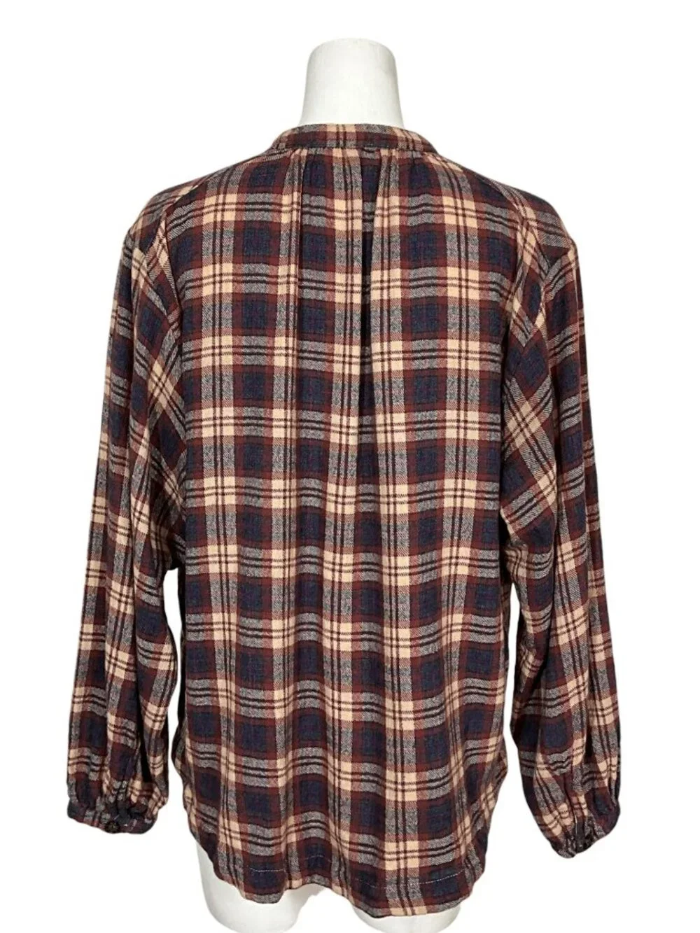 Free People Northern Bound Pullover Top Shirt S Plaid Moonlit Combo Wool Blend